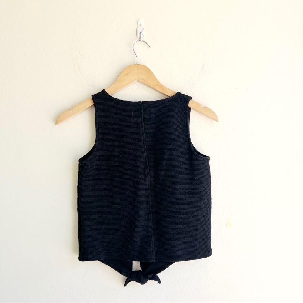 Madewell Black Texture & Thread Button Tie Front Tank Top - Picture 4 of 7